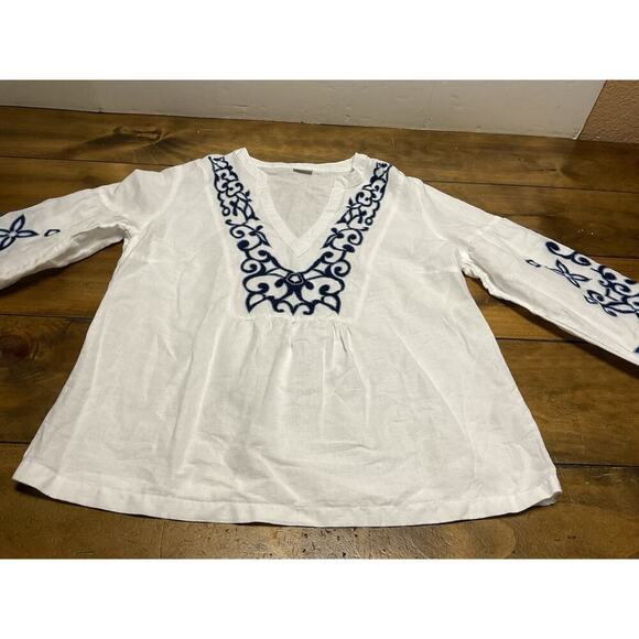 Lascana Embroidered Long Sleeve Linen Blend Blouse Size 6 - Picture 2 of 12